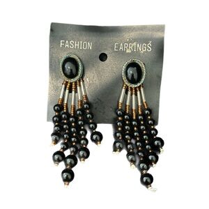 Black and Gold Beaded Fashion Earrings